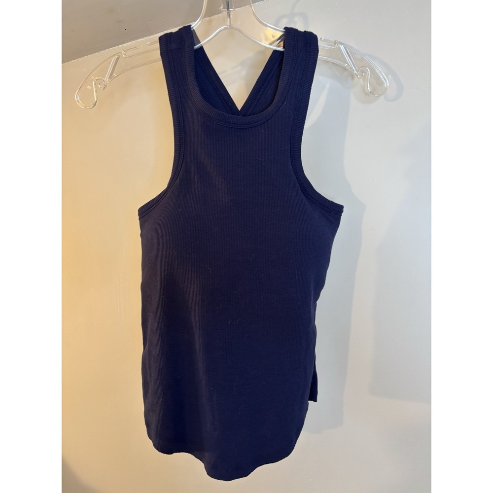 POPFLEX Navy‎ Ribbed Not Your Typical Tank Built In Bra XS